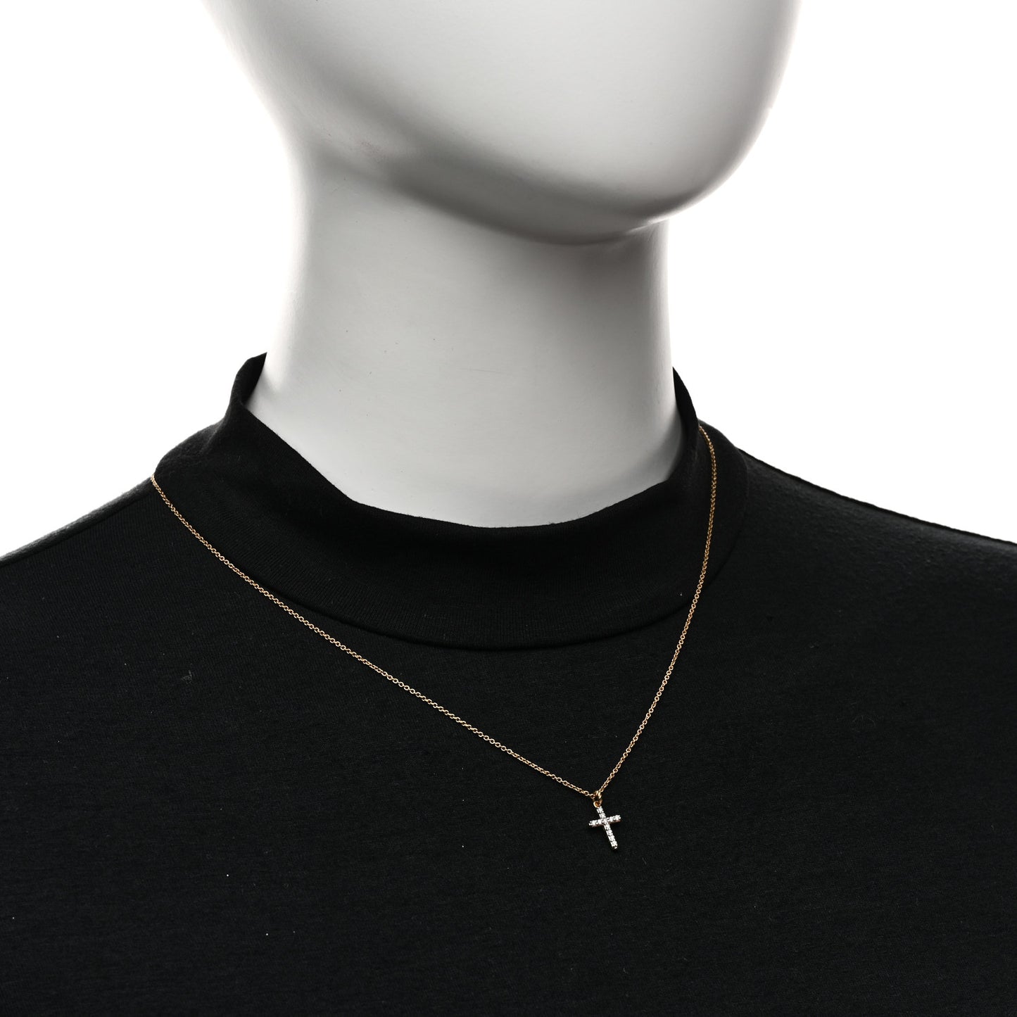 18K Yellow Gold Diamond Cable Collectibles Cross Pendant Necklace