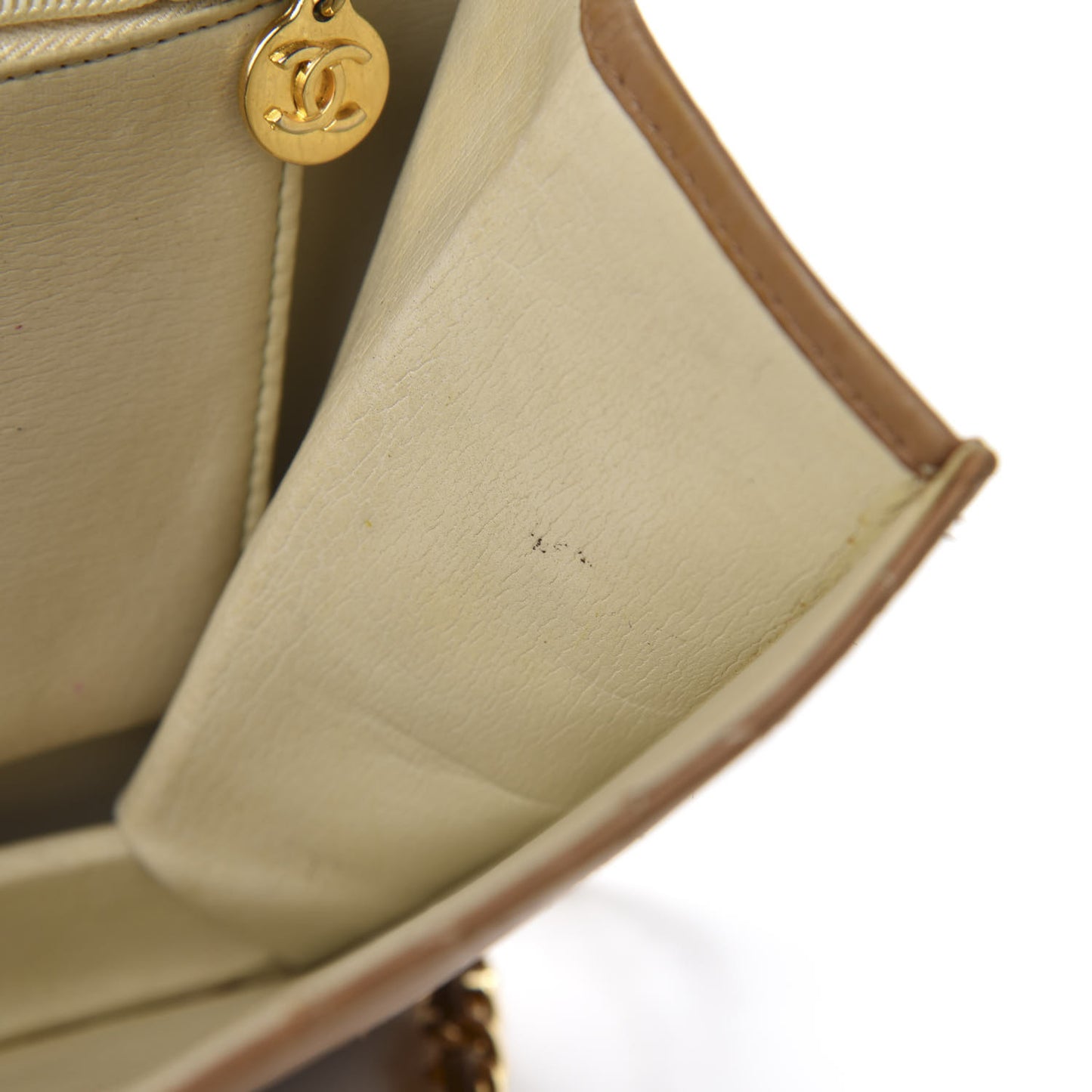 Lambskin Quilted Medium Single Flap Beige