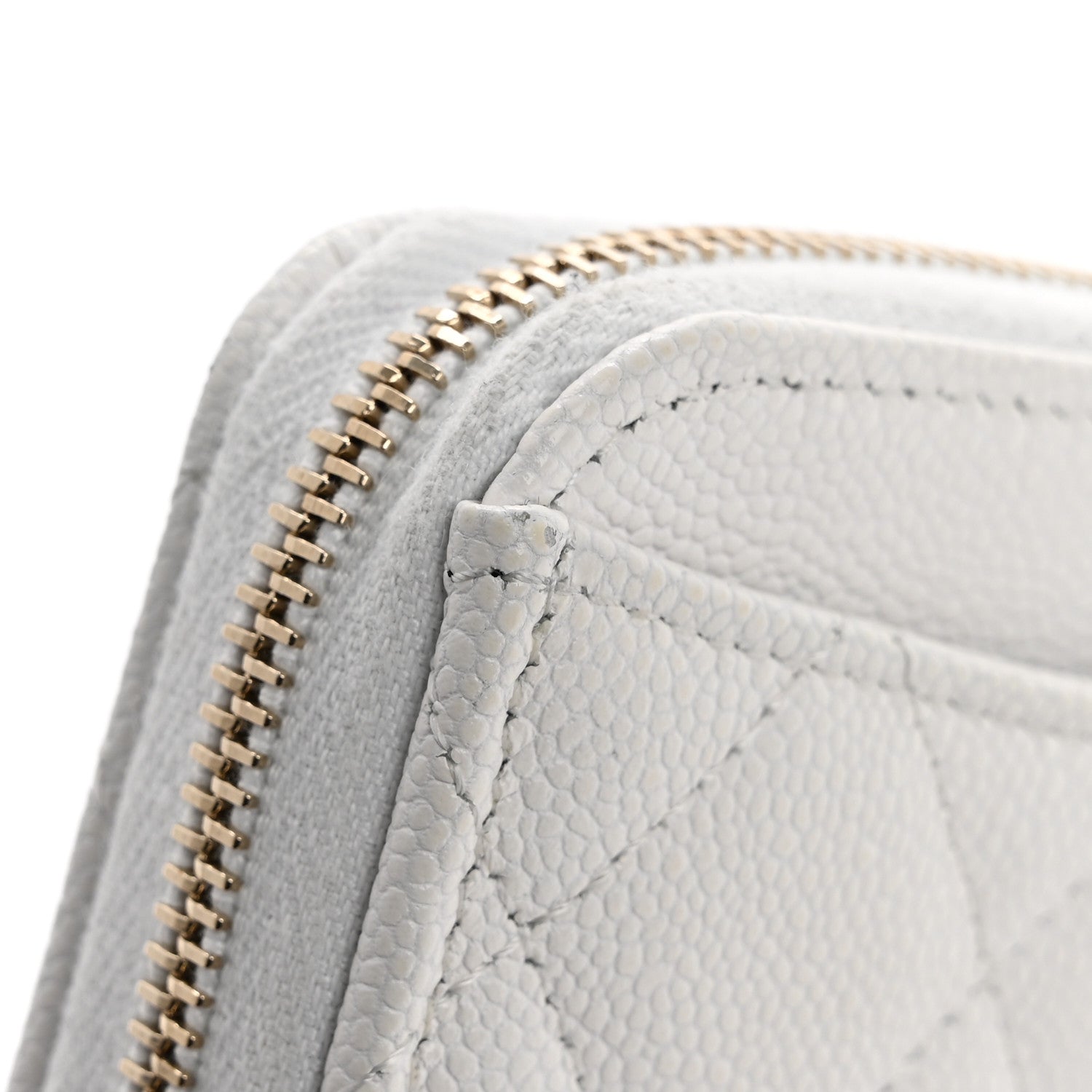 Chanel Caviar Quilted Zip Coin Purse White 9 of 11