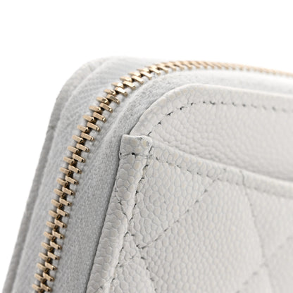 Chanel Caviar Quilted Zip Coin Purse White 9 of 11