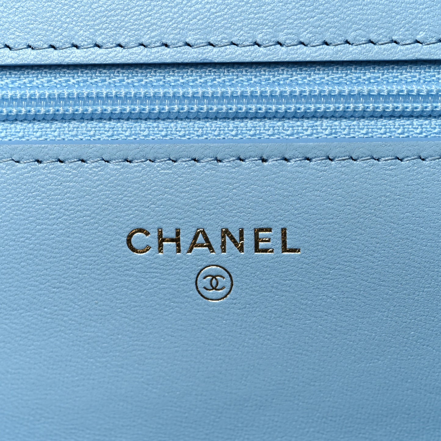 Lambskin Quilted Chanel 19 Wallet On Chain WOC Light Blue
