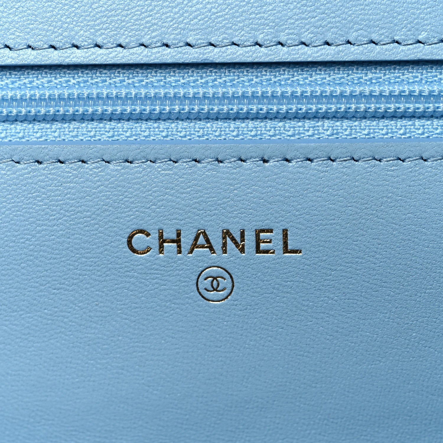 Chanel Lambskin Quilted Chanel 19 Wallet On Chain WOC Light Blue 8 of 11