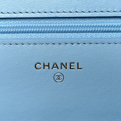 Chanel Lambskin Quilted Chanel 19 Wallet On Chain WOC Light Blue 8 of 11