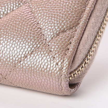 Chanel Iridescent Caviar Quilted Key Holder Case Light Gold 6 of 11