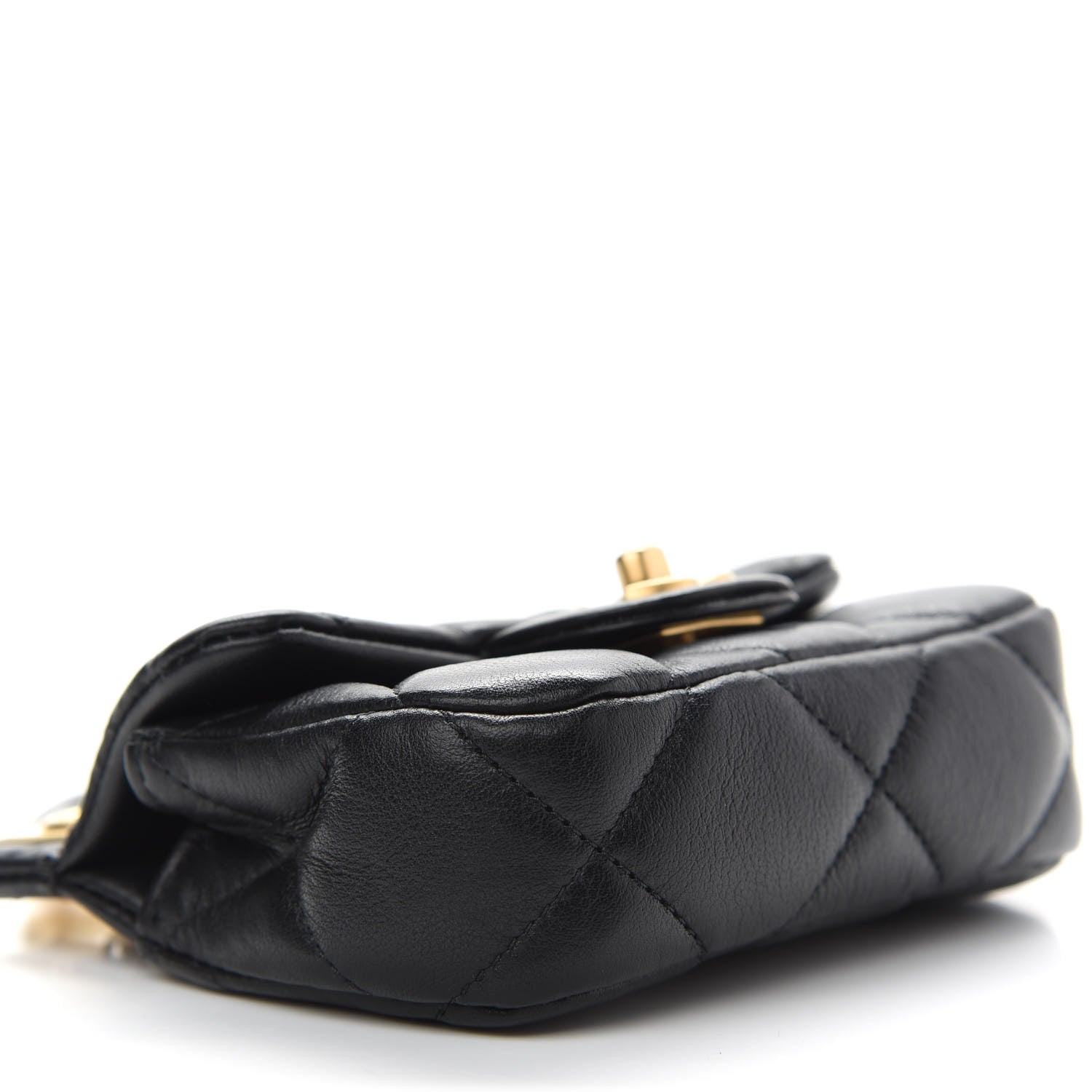 Chanel Calfskin Quilted Lady Handle Flap Card Holder With Chain Black 9 of 10
