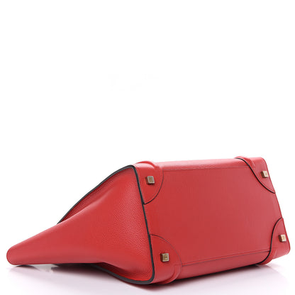 Celine Drummed Calfskin Mini Luggage Coquelicot 3 of 11