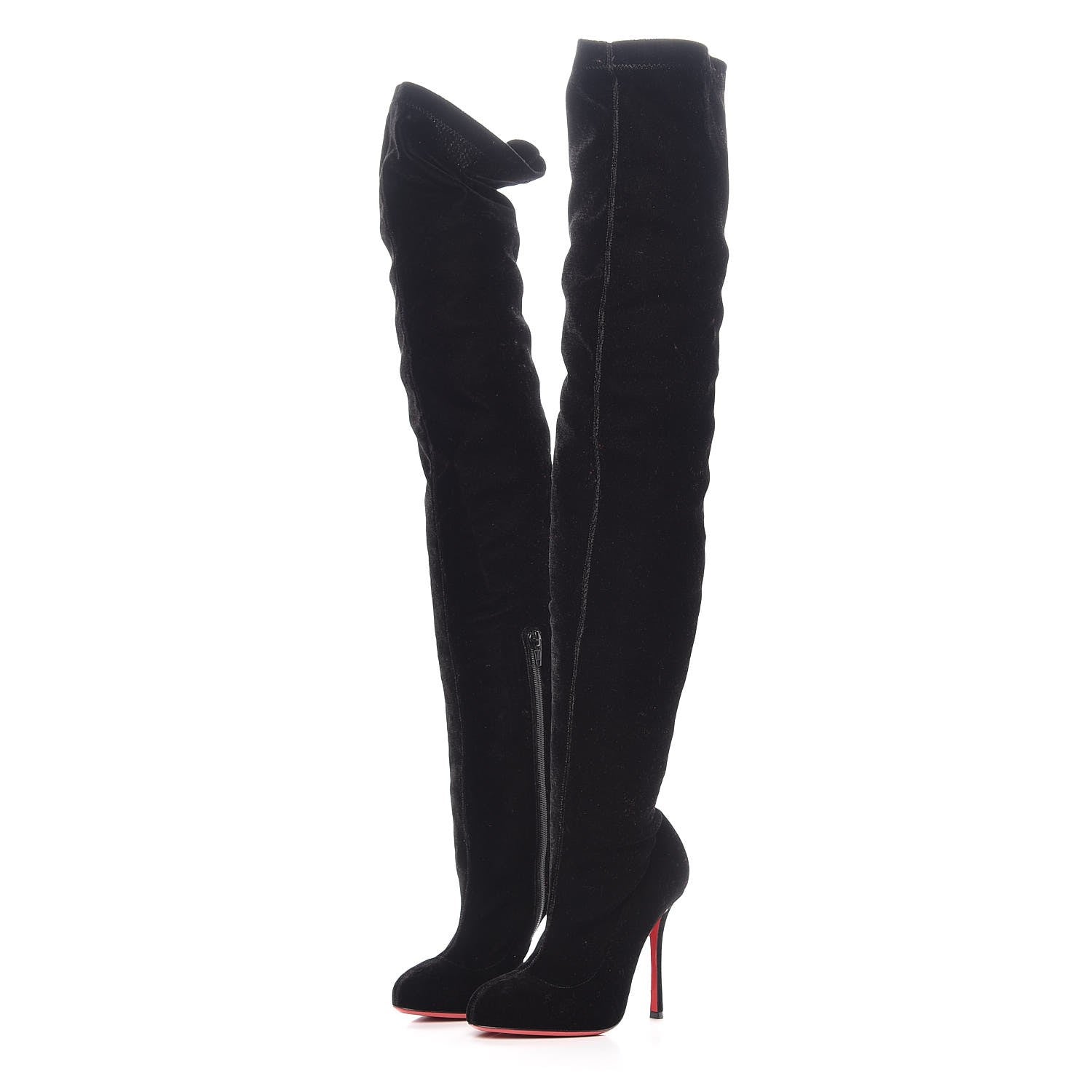 Christian Louboutin Velvet Classe 100 Stretch Over The Knee Boots 38 Black 3 of 6