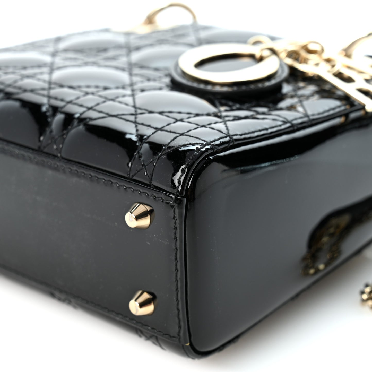 Patent Cannage Mini Lady Dior Black