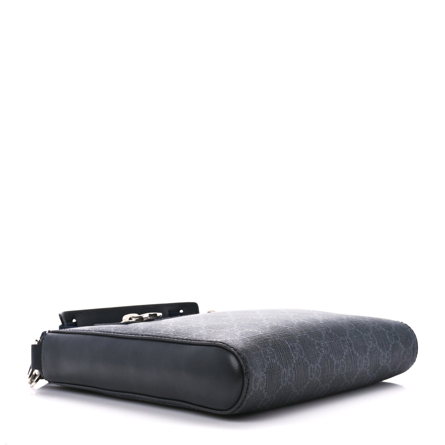 Gucci GG Supreme Monogram Web Small Flat Messenger Bag Black Grey 4 of 12