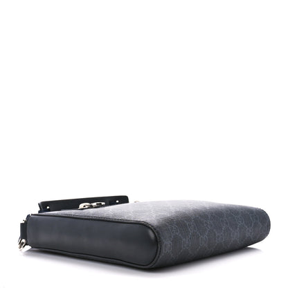 Gucci GG Supreme Monogram Web Small Flat Messenger Bag Black Grey 4 of 12