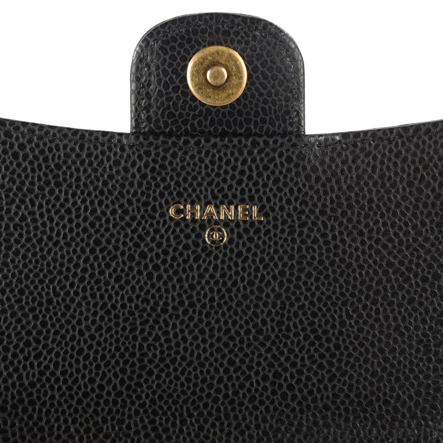Caviar Quilted Wallet With Chain Black