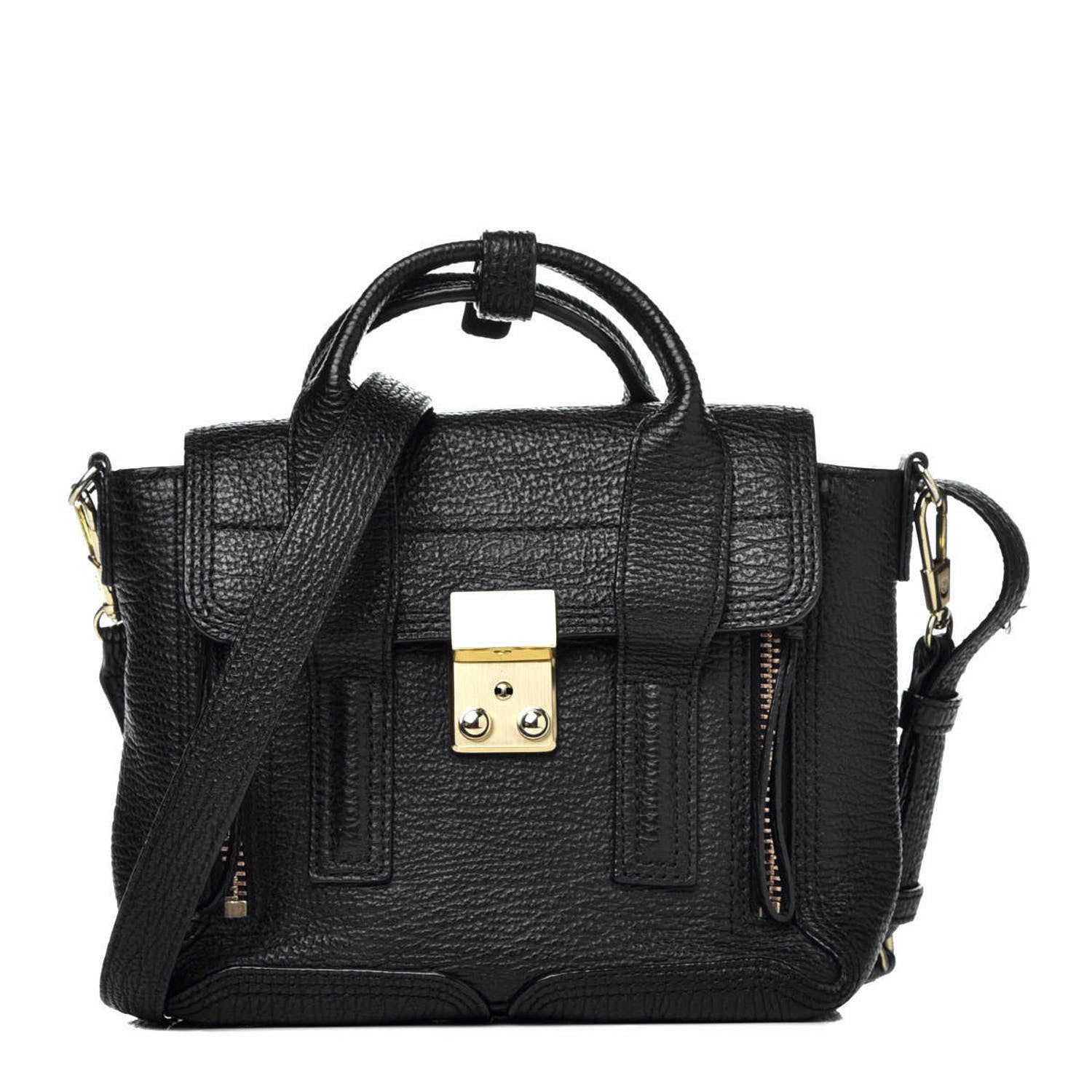 3.1 Phillip Lim Textured Calfskin Mini Pashli Satchel Black 1 of 9