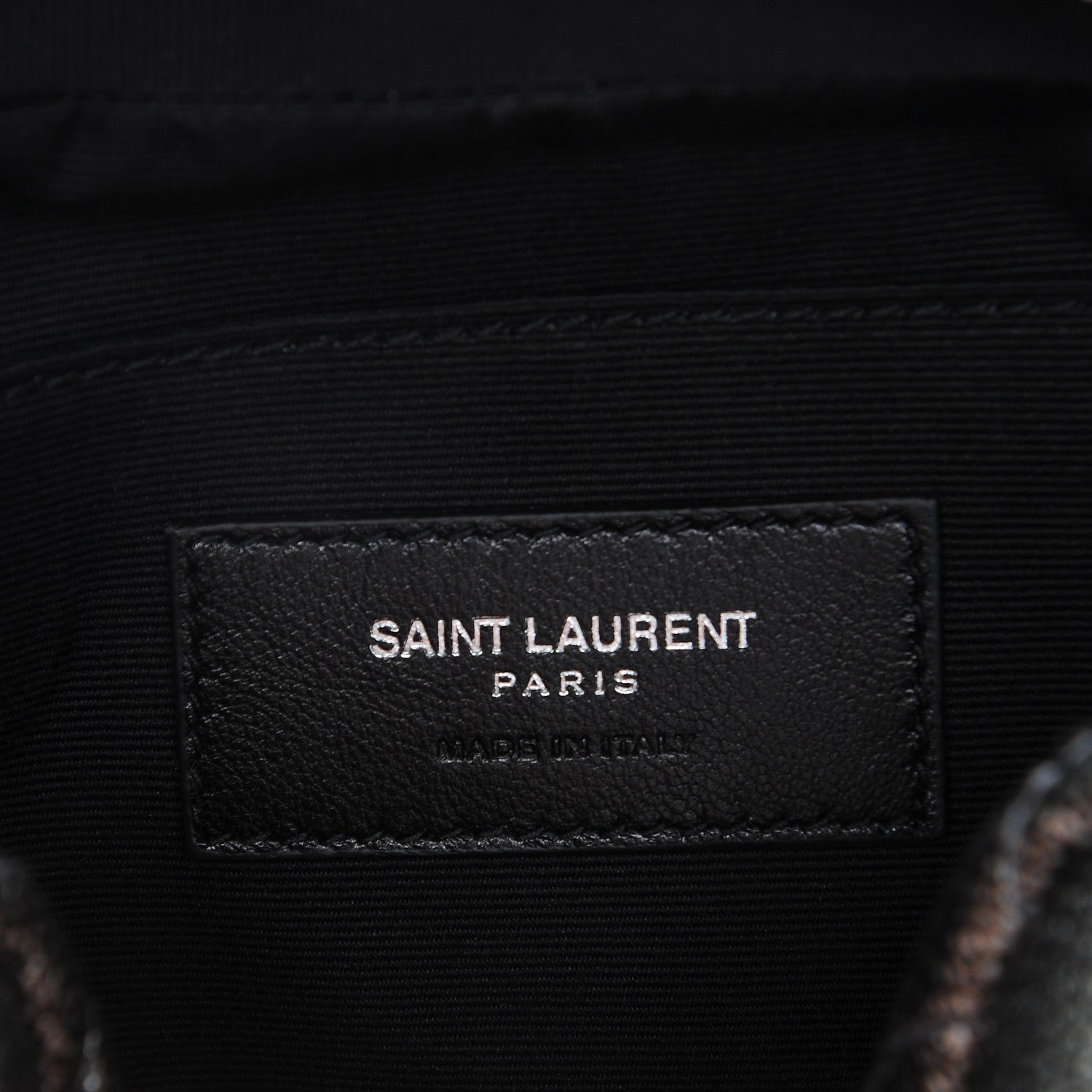 Saint Laurent Metallic Grain De Poudre Y Quilted Monogram Mini Loulou Camera Bag Gun Metal 7 of 7