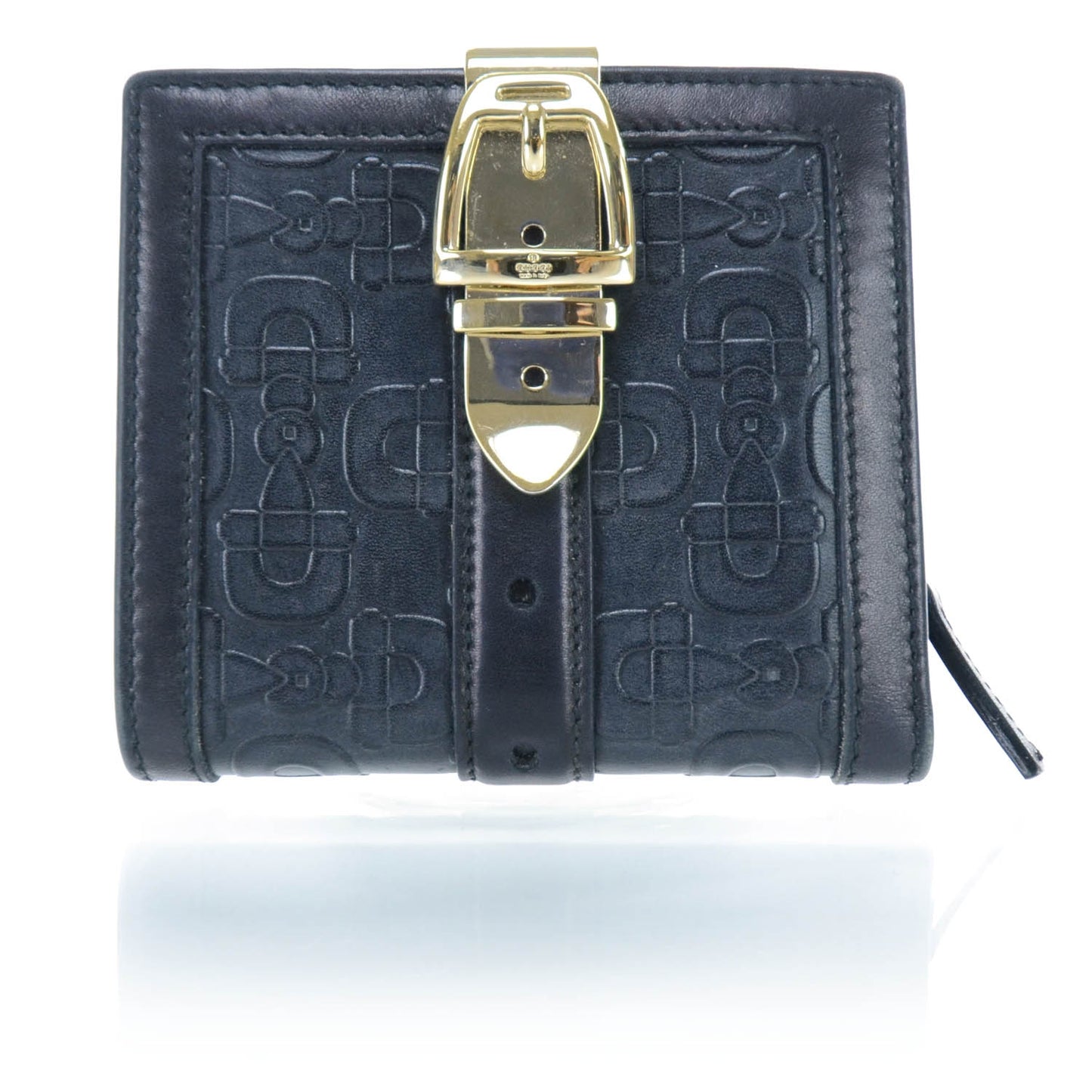 Horsebit Embossed Glam French Wallet
