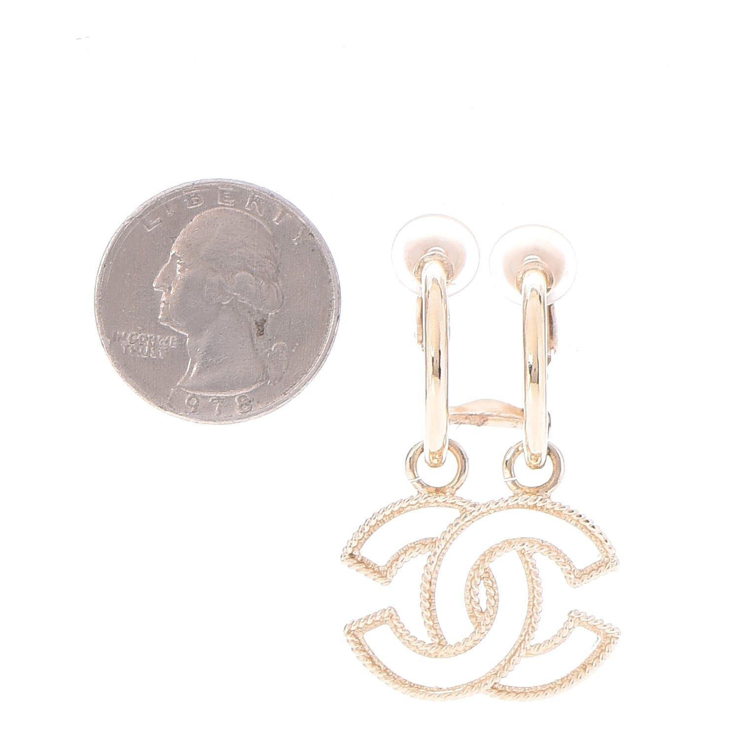 Chanel CC Dangle Clip On Earring Gold 2 of 4