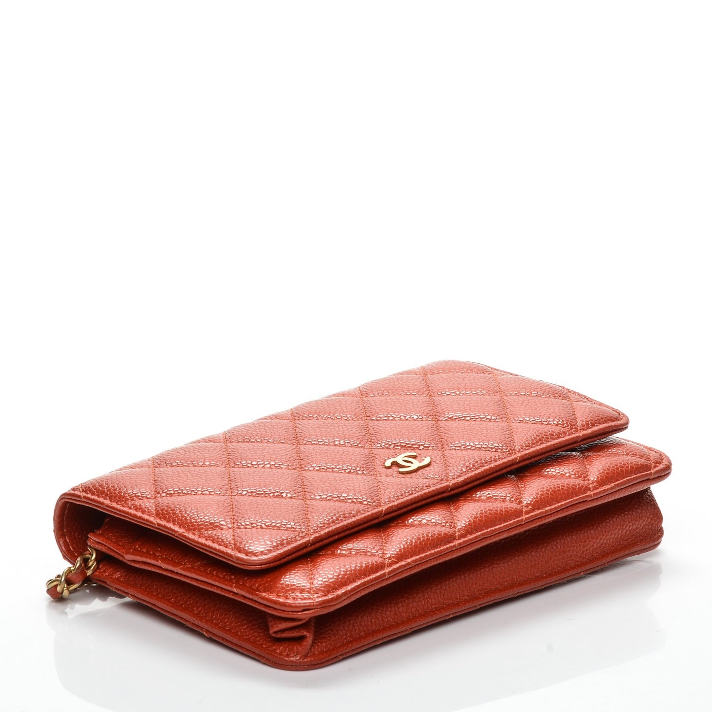 Caviar Quilted Wallet On Chain WOC Orange