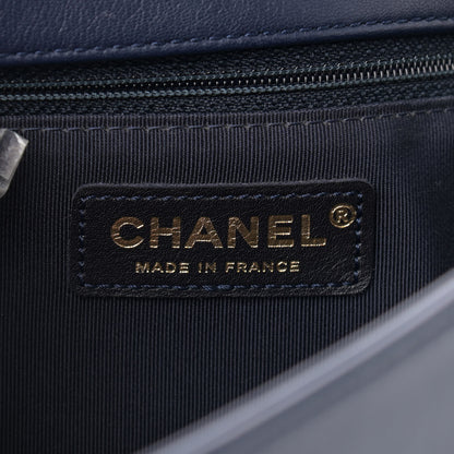 Chanel Braided Sheepskin New Medium Boy Flap Navy 6 of 13
