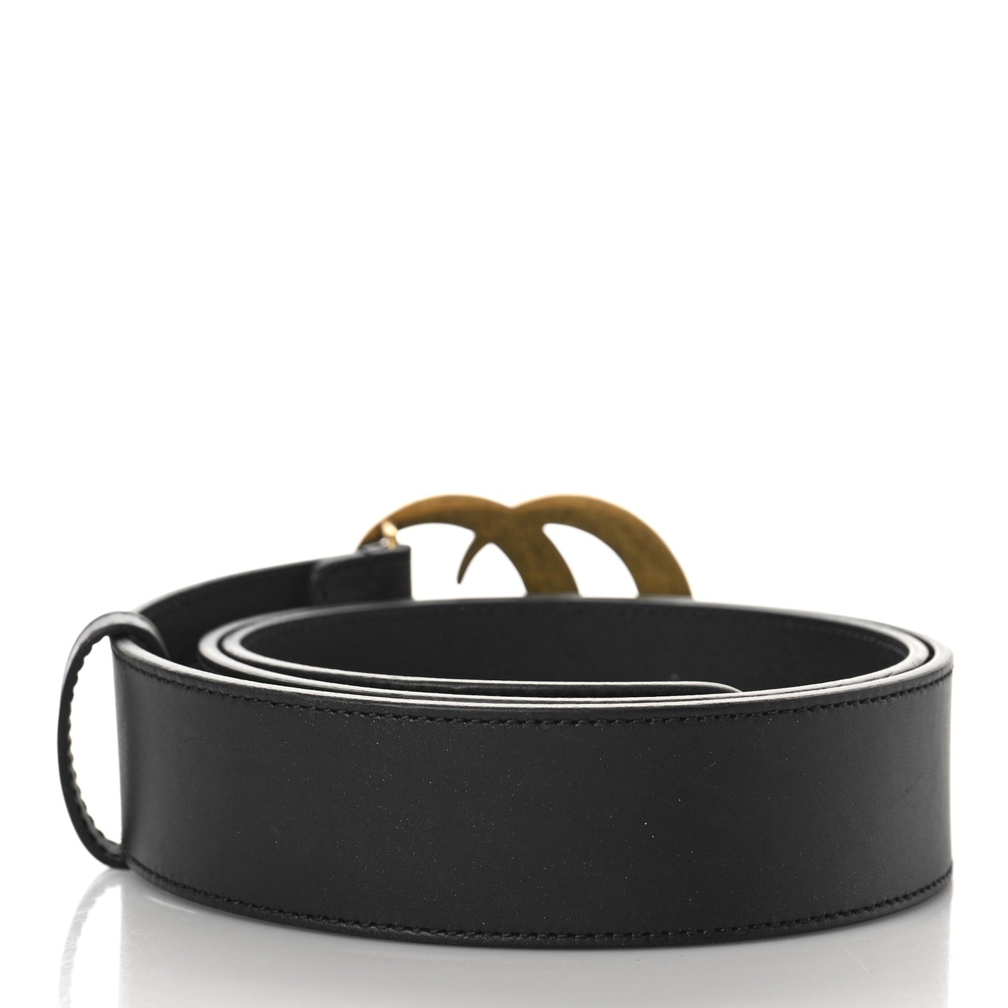 Moon Calfskin Pearl Double G 40mm Belt 90 36 Black Cream