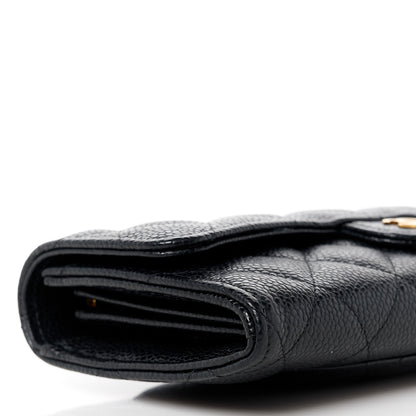 Chanel Caviar Quilted Large Gusset Flap Wallet Black 10 of 11