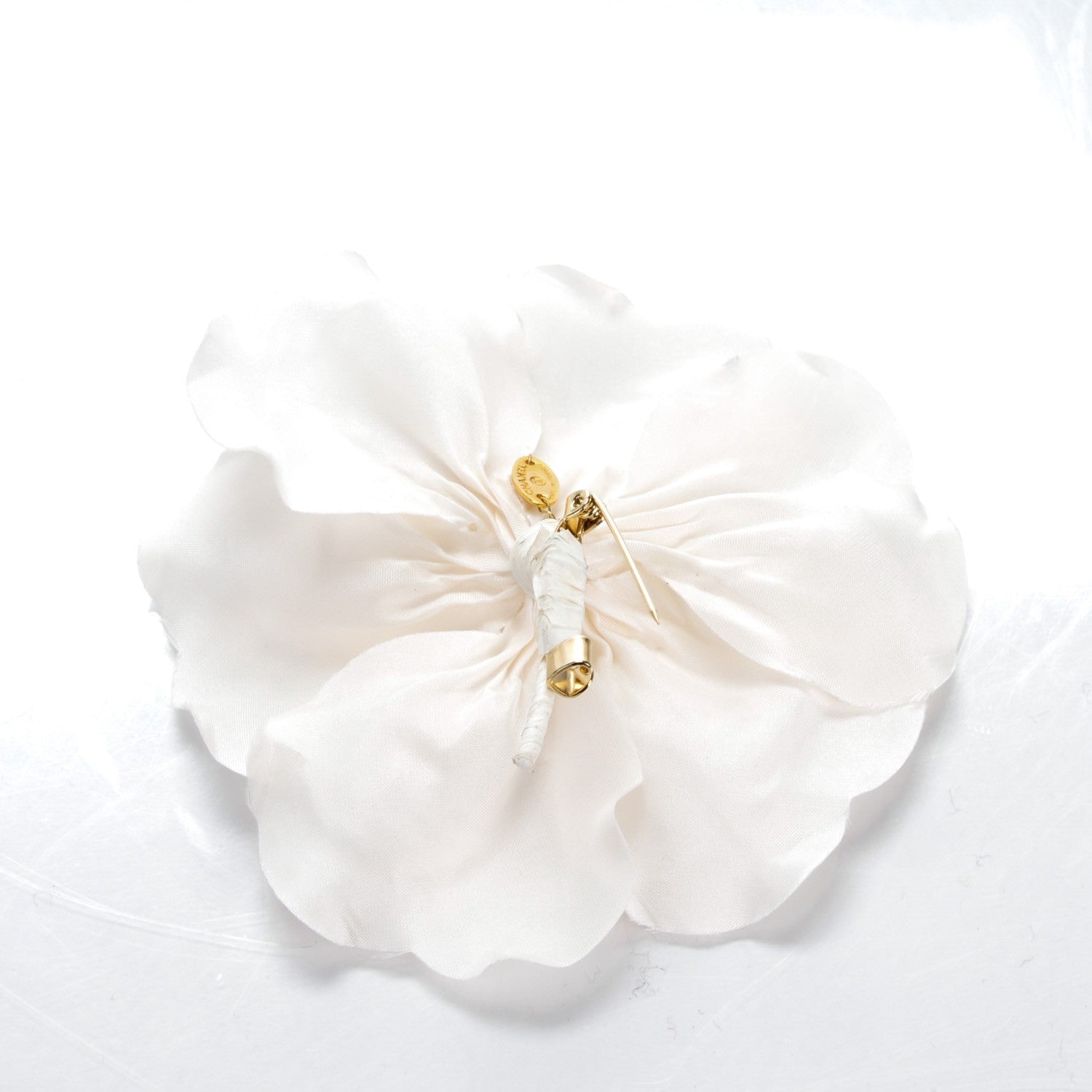 Chanel Satin Camellia Pin Brooch White 3 of 4