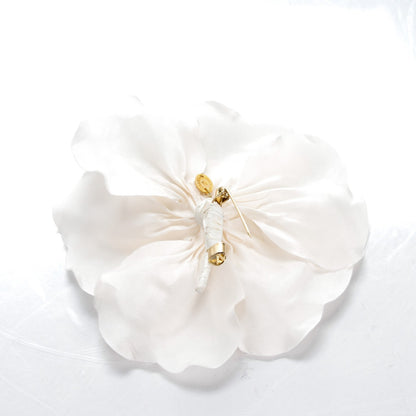 Chanel Satin Camellia Pin Brooch White 3 of 4