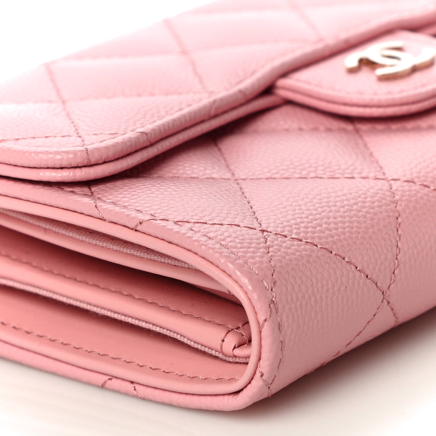 Caviar Quilted Medium Flap Wallet Pink