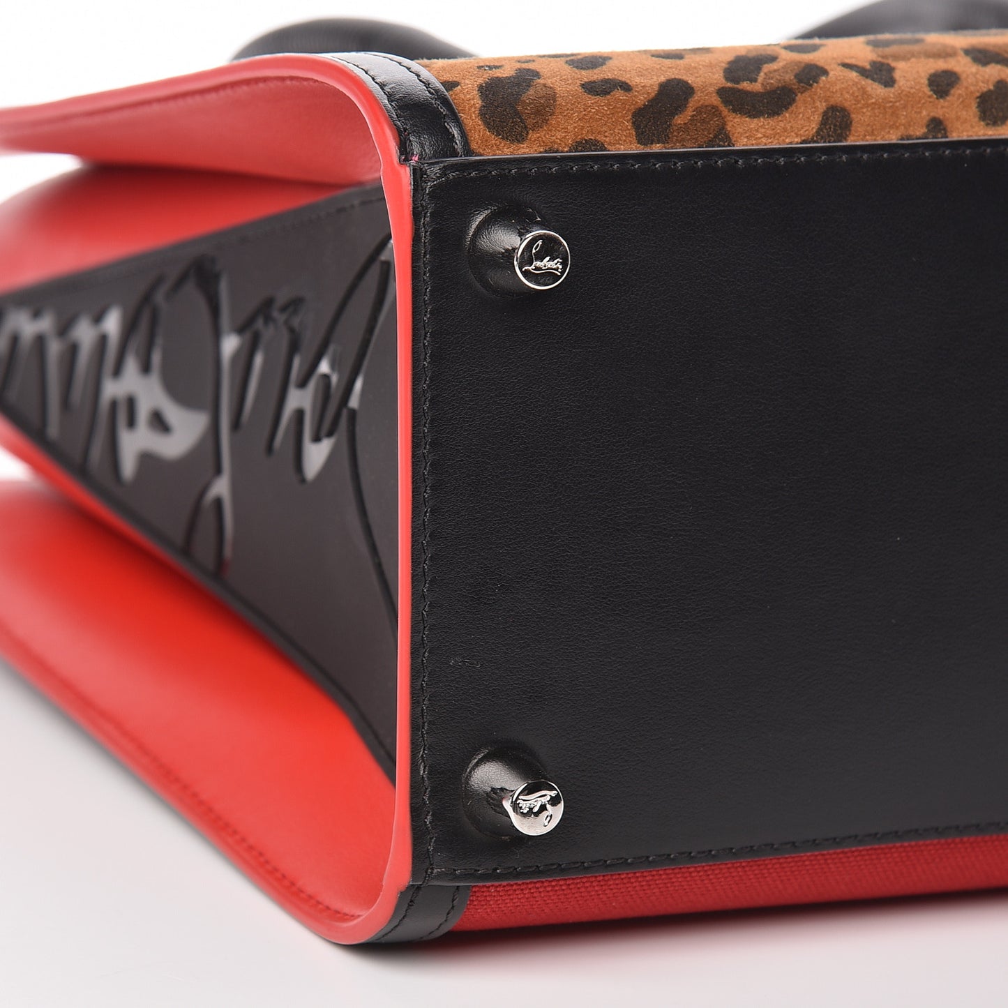 Calfskin Empire Pony Hair Leopard Print Studded Medium Paloma Red Brown