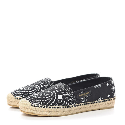Saint Laurent Bandana Print Canvas Espadrilles 36 Black 2 of 10