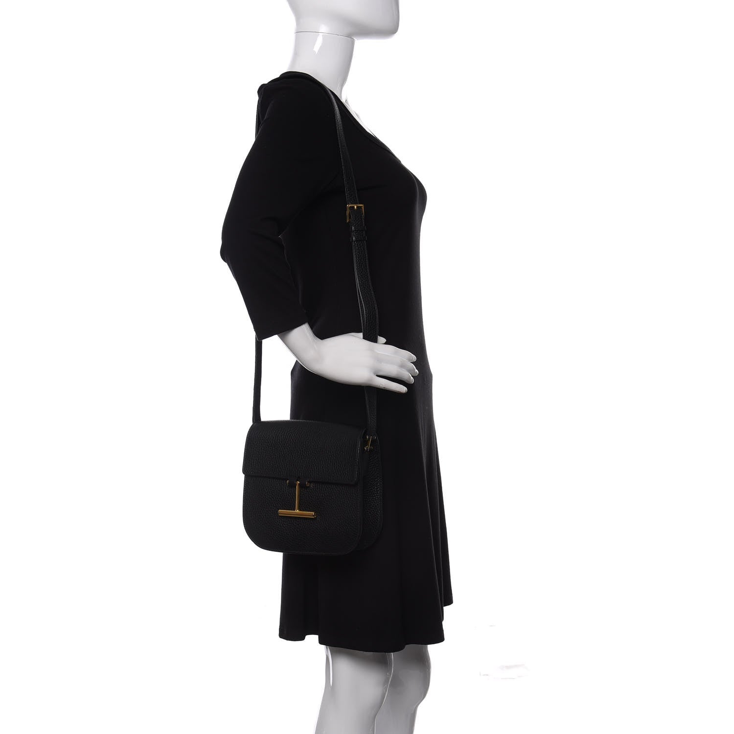 Tom Ford Calfskin Small T Clasp Tara Crossbody Bag Black 2 of 10