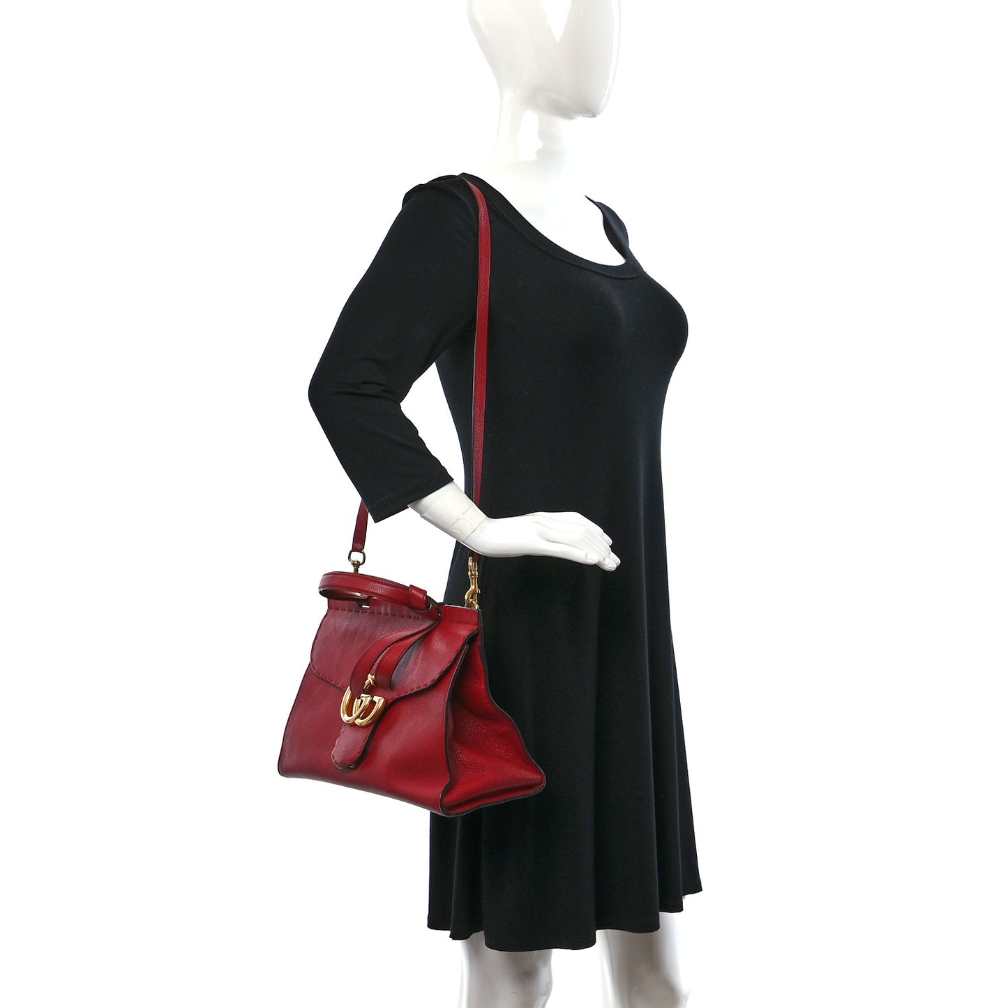 Calfskin Small GG Marmont Top Handle Bag Vulcanic Red