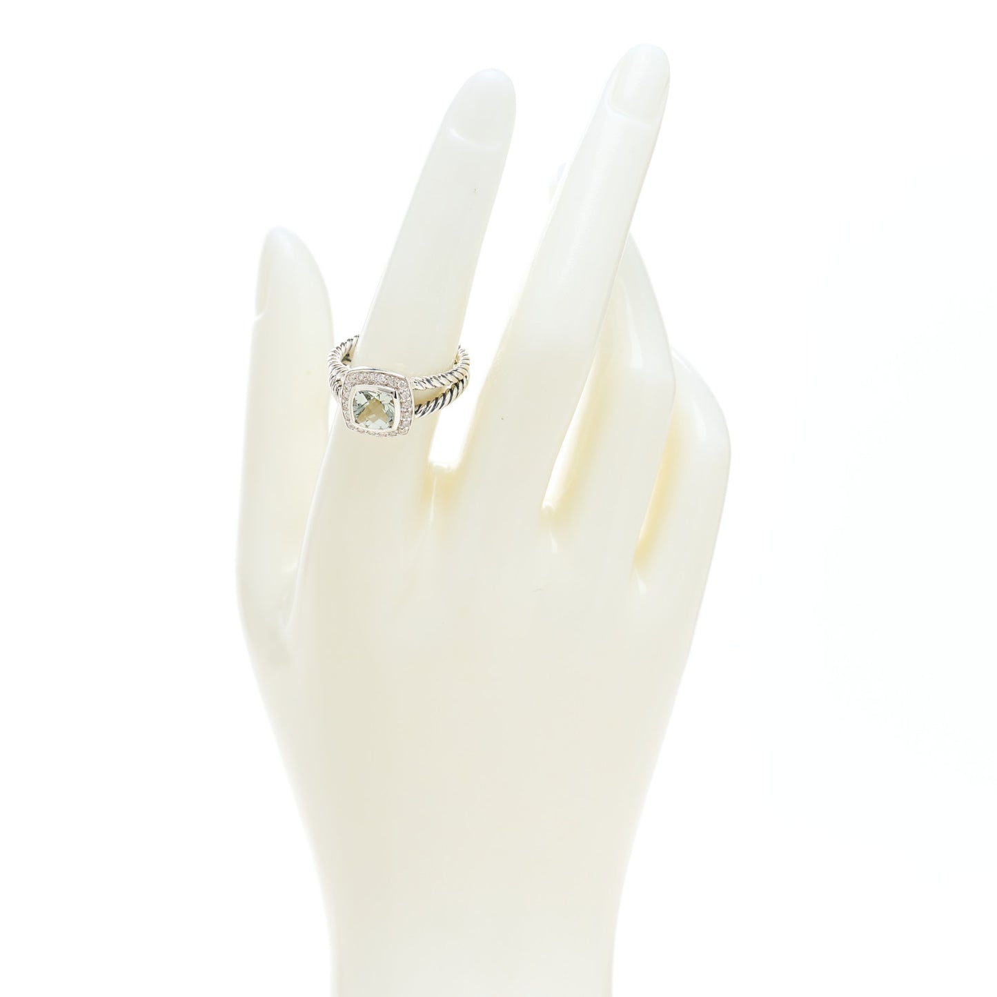 Sterling Silver Diamond Prasiolite 7mm Petite Albion Ring 54 7