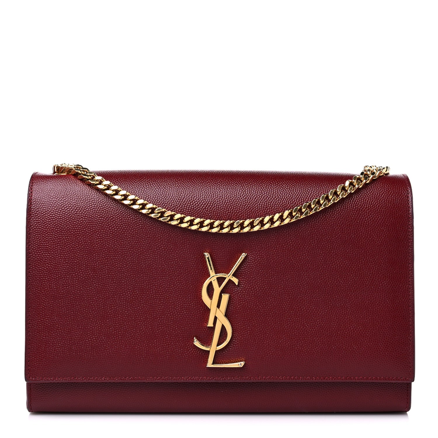 Saint Laurent Grain De Poudre Medium Monogram Kate Satchel Dark Red 1 of 15