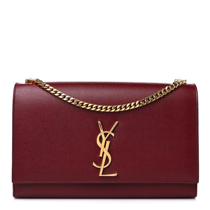 Saint Laurent Grain De Poudre Medium Monogram Kate Satchel Dark Red 1 of 15