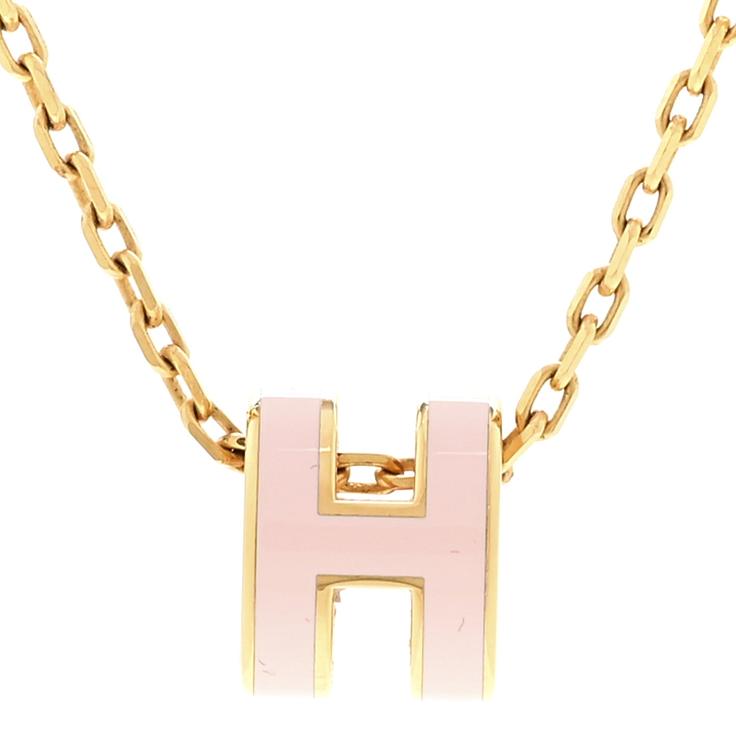 Lacquered Rose Gold Mini Pop H Pendant Necklace Rose Dragee