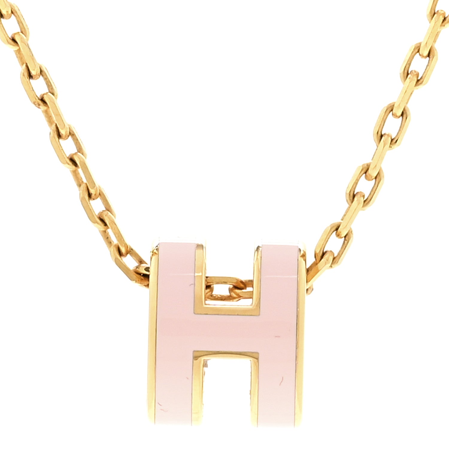 Hermes Lacquered Rose Gold Mini Pop H Pendant Necklace Rose Dragee 4 of 7