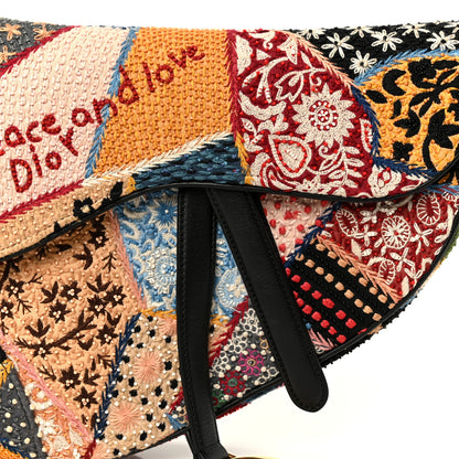 Christian Dior Canvas Embroidered Peace and Love Medium Saddle Bag Multicolor 7 of 10
