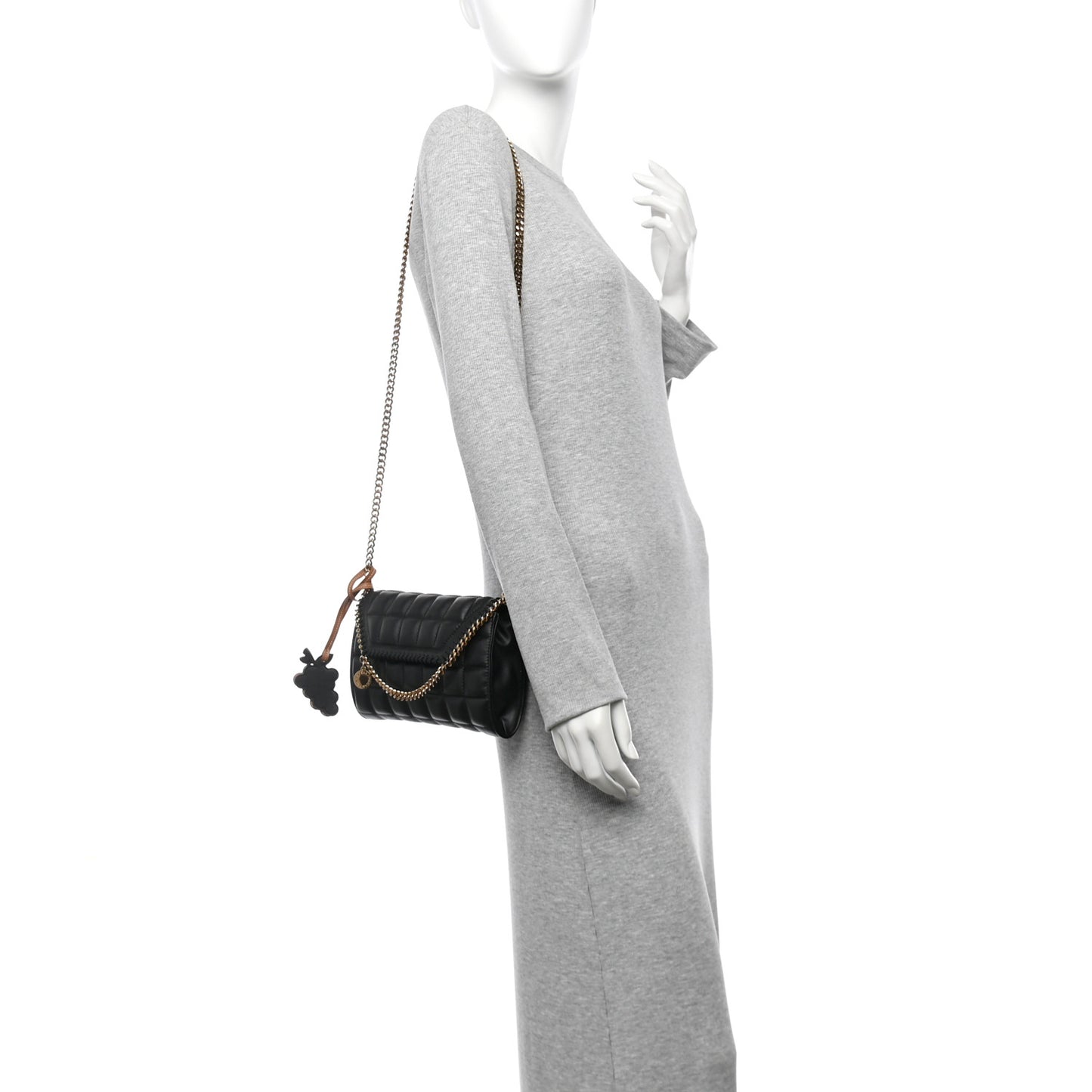 Vegan Leather Quilted Falabella Clutch with Chain Bag Black