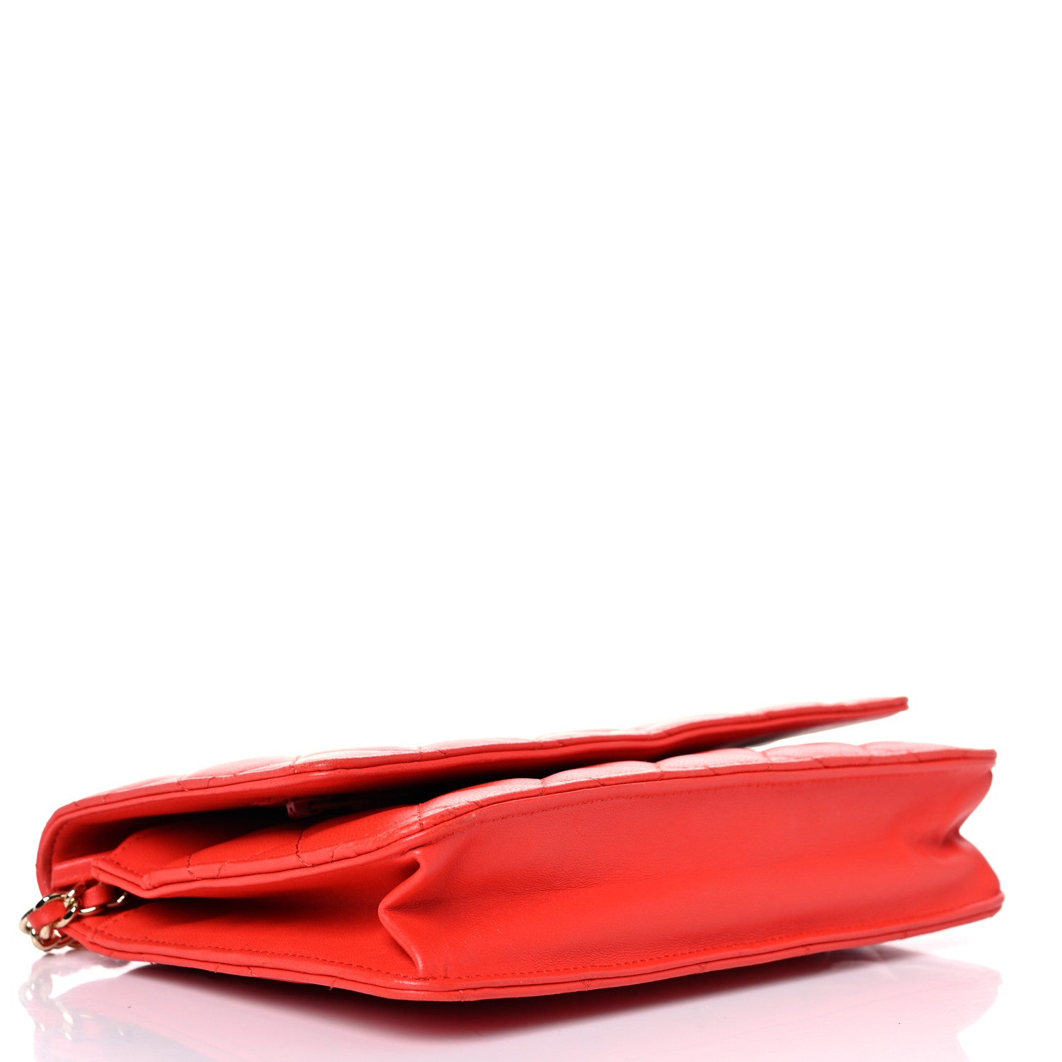 Chanel Lambskin Quilted Wallet On Chain WOC Red 4 of 21