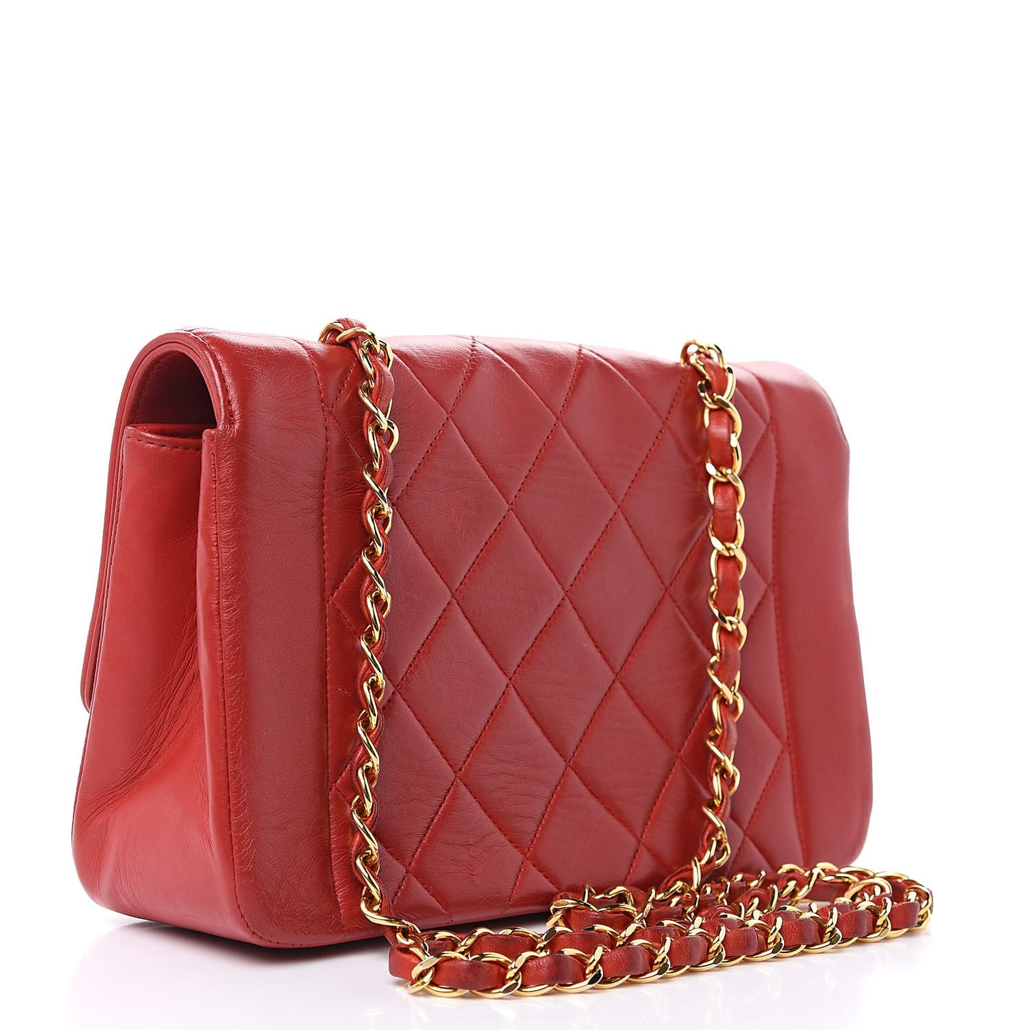 Lambskin Quilted Small Single Flap Red