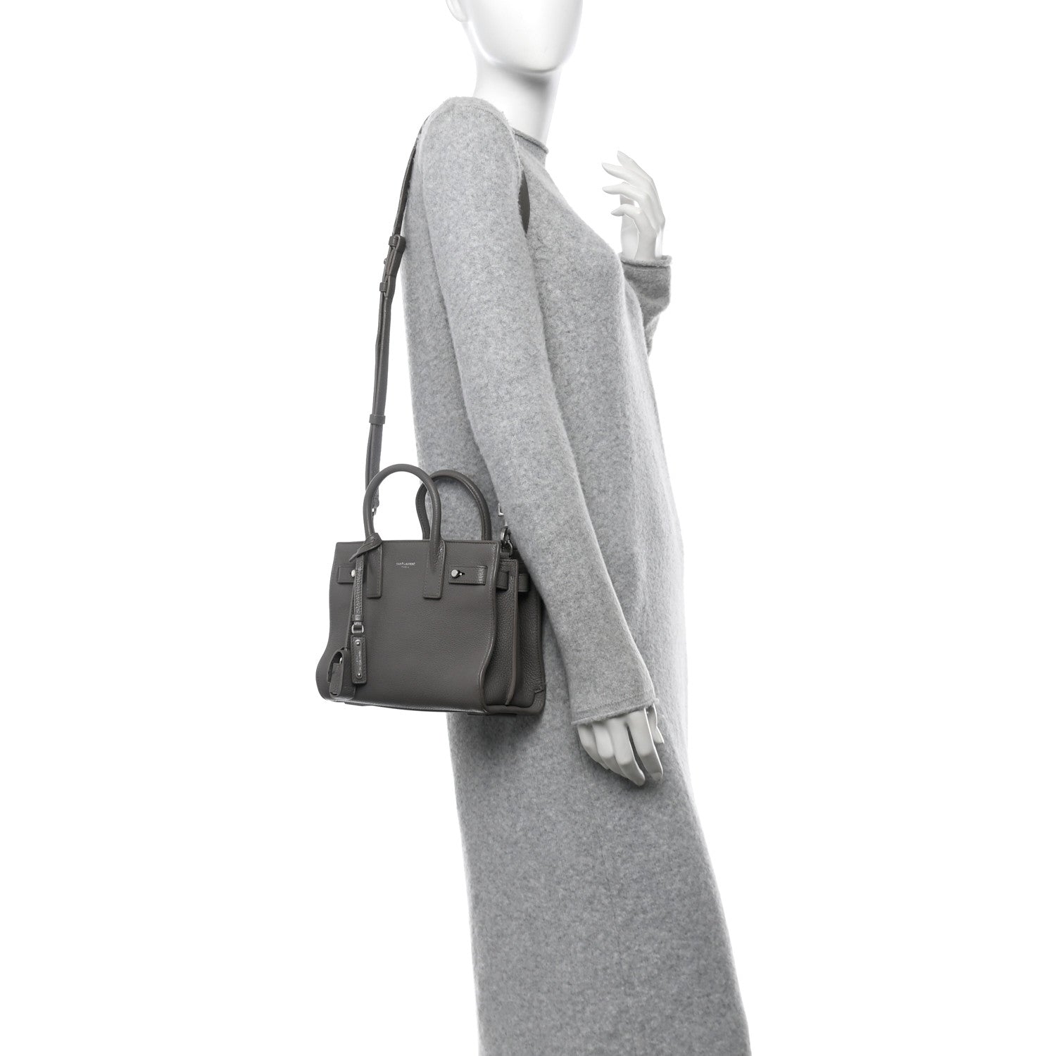 Saint Laurent Grained Calfskin Nano Supple Sac De Jour Fog 2 of 16