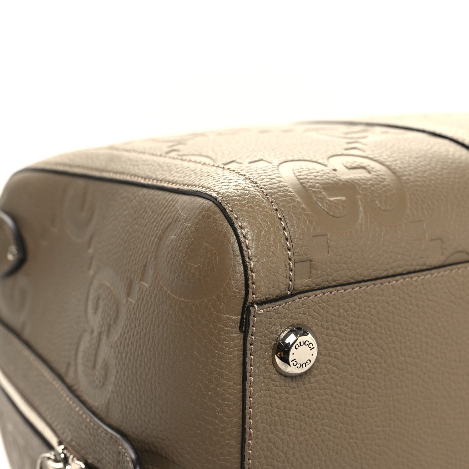Gucci Piuma Calfskin Jumbo GG Embossed Large Duffle Bag Good Taupe 11 of 12