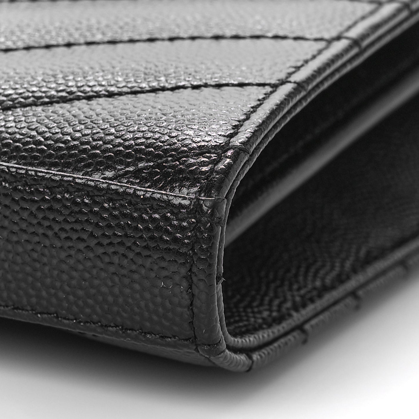 Grain De Poudre Matelasse Chevron Monogram Chain Wallet Black
