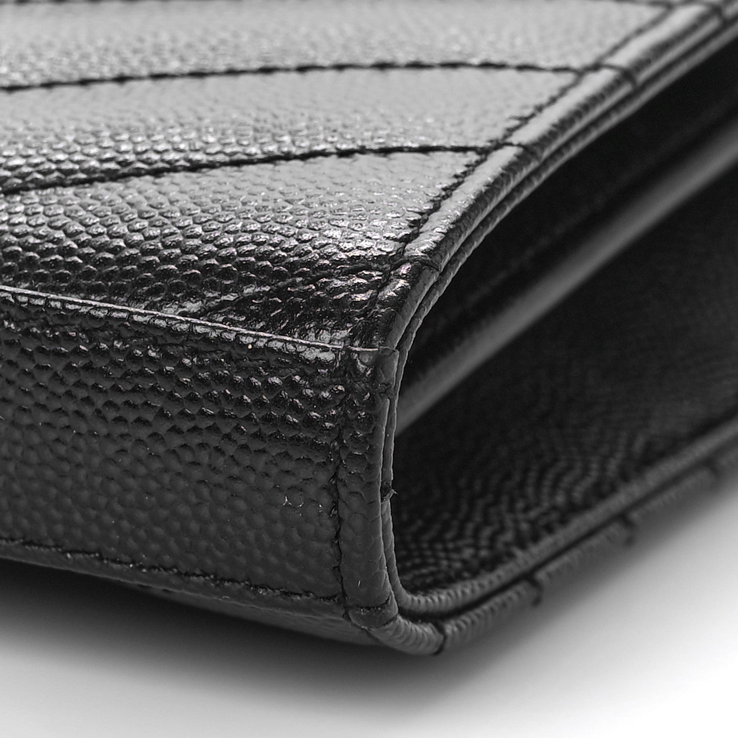 Saint Laurent Grain De Poudre Matelasse Chevron Monogram Chain Wallet Black 8 of 8