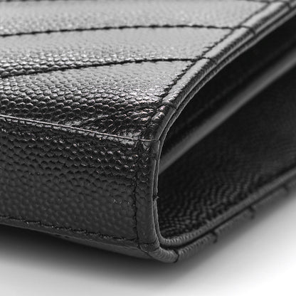Saint Laurent Grain De Poudre Matelasse Chevron Monogram Chain Wallet Black 8 of 8