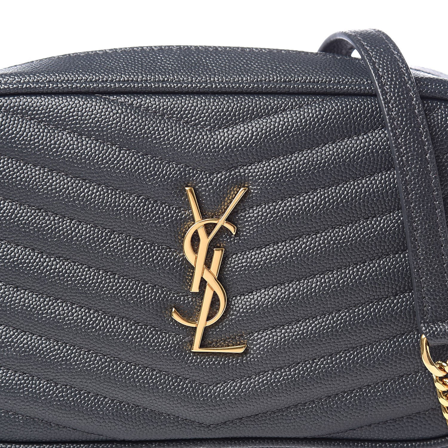 Saint Laurent Grain De Poudre Matelasse Monogram Mini Lou Camera Bag Dark Smog 10 of 10