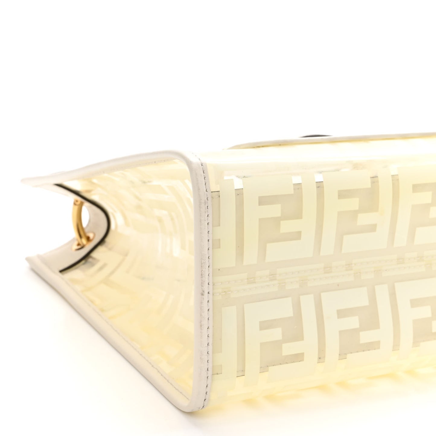 TPU FF Vitello Century Plexiglass Small Runaway Shopper Tote White