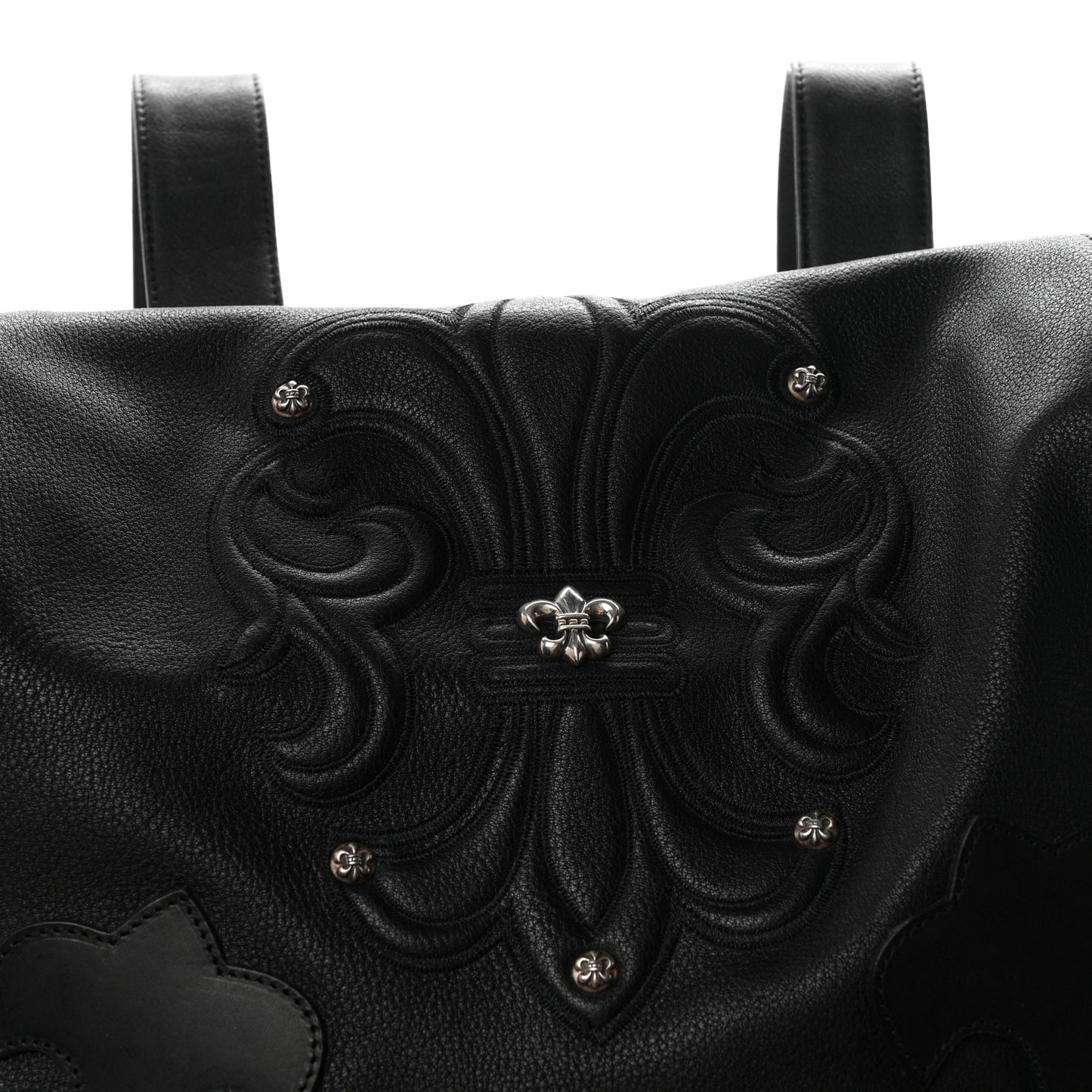 Calfskin Cross Patch Feurknee Backpack  Black