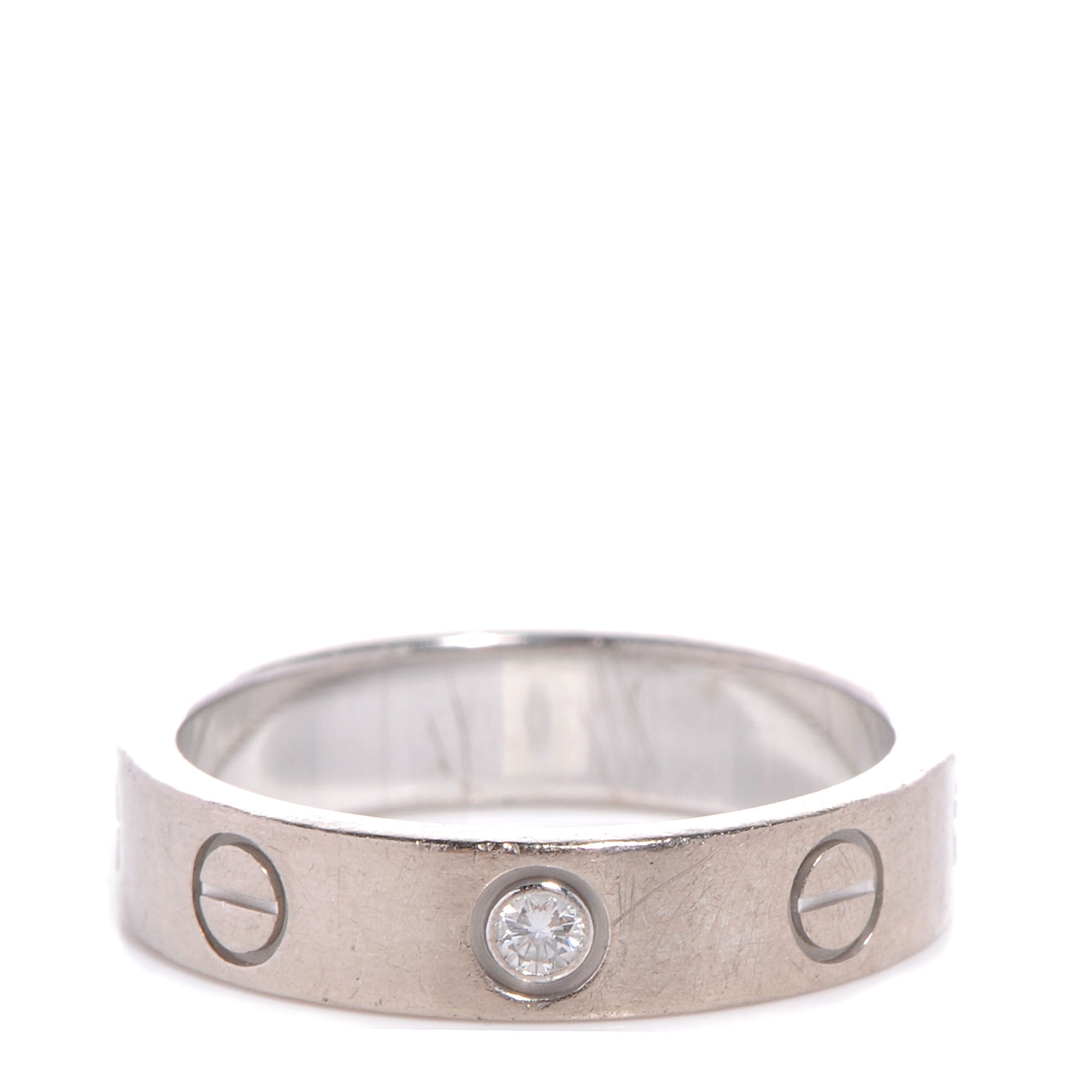 Cartier 18K White Gold Diamond 4mm LOVE Wedding Band Ring 47 4 1 of 6