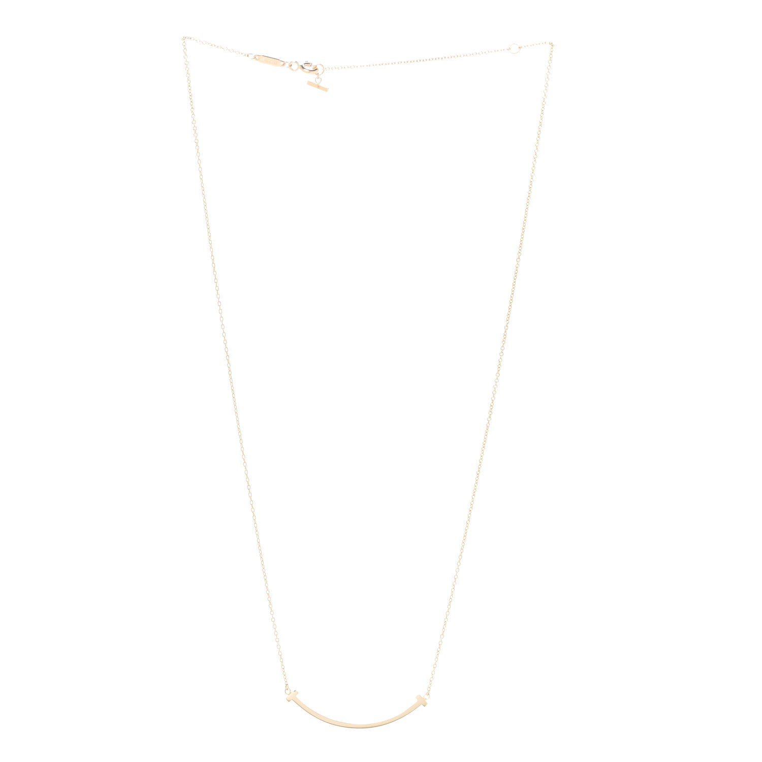 Tiffany 18K Yellow Gold Small T Smile Pendant Necklace 3 of 6
