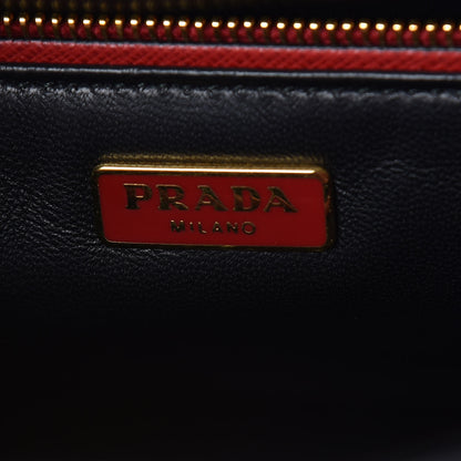 Prada Saffiano Tri-Color Turn Lock Satchel Fuoco White Black 8 of 8
